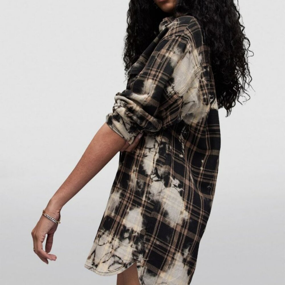 NEW ALLSAINTS Lily Cotton Check Shacket Dress SIZE UK12/US8#2491* - Picture 5 of 12